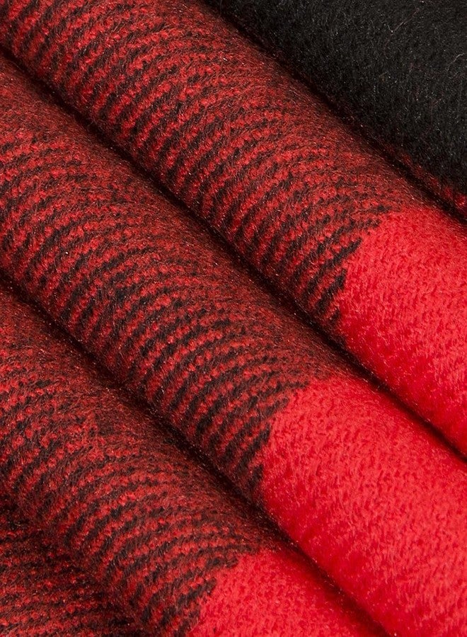 Vikodah Mens Womens Winter Warm Scarf Classic British Black Red Christmas Plaid Soft Cashmere Feel Tassle Long Shawl - Image 4